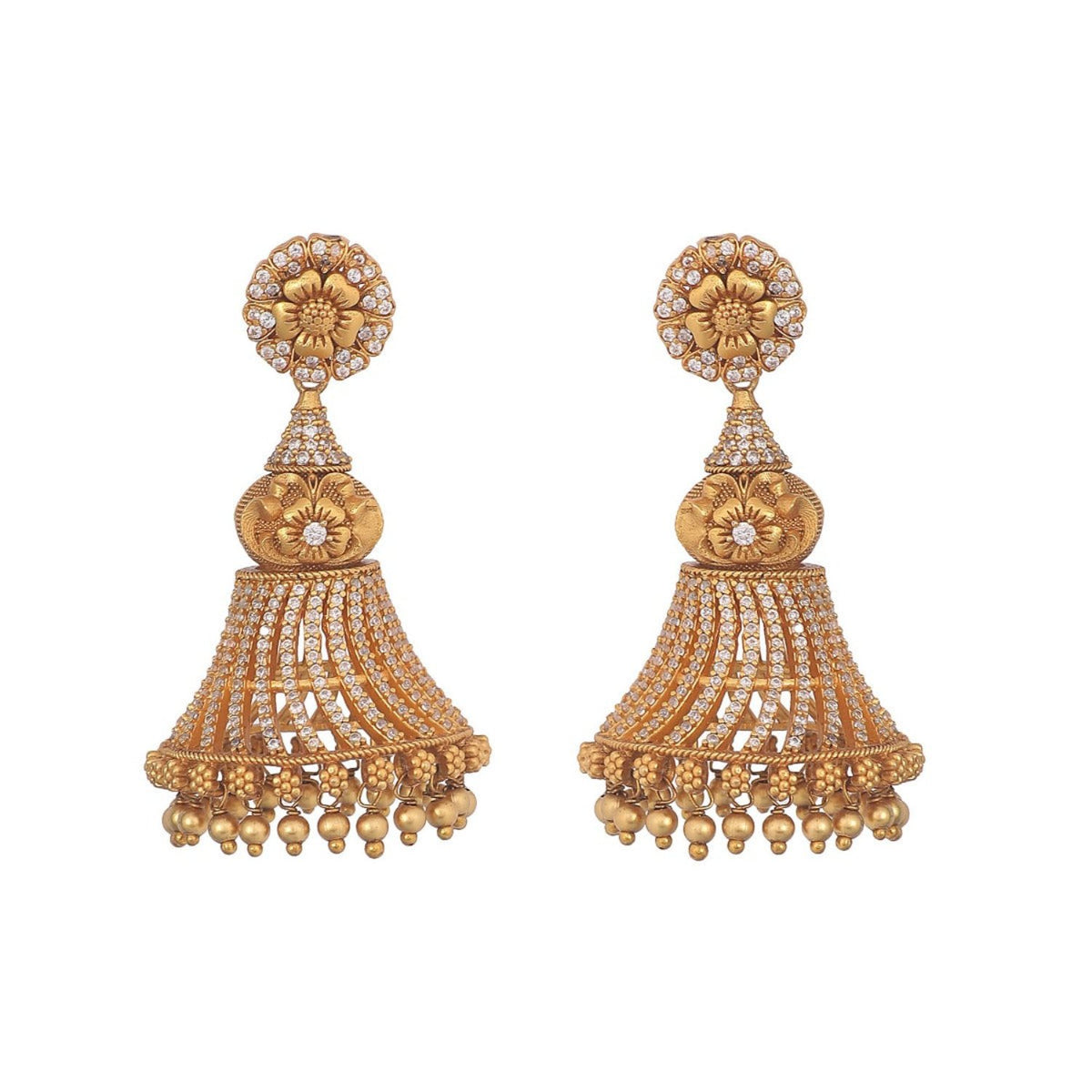 Antique Gold Plated Umber Jhumka Earrings