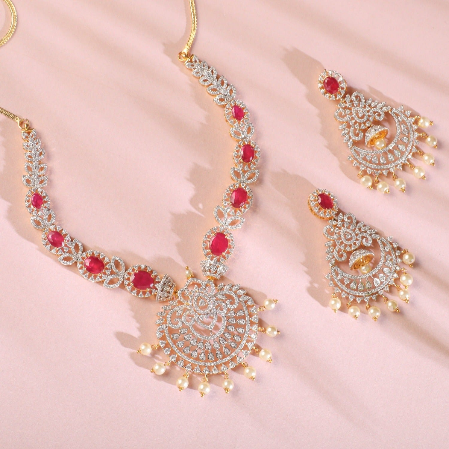 Buy Anju Nakshatra CZ Statement Necklace Set