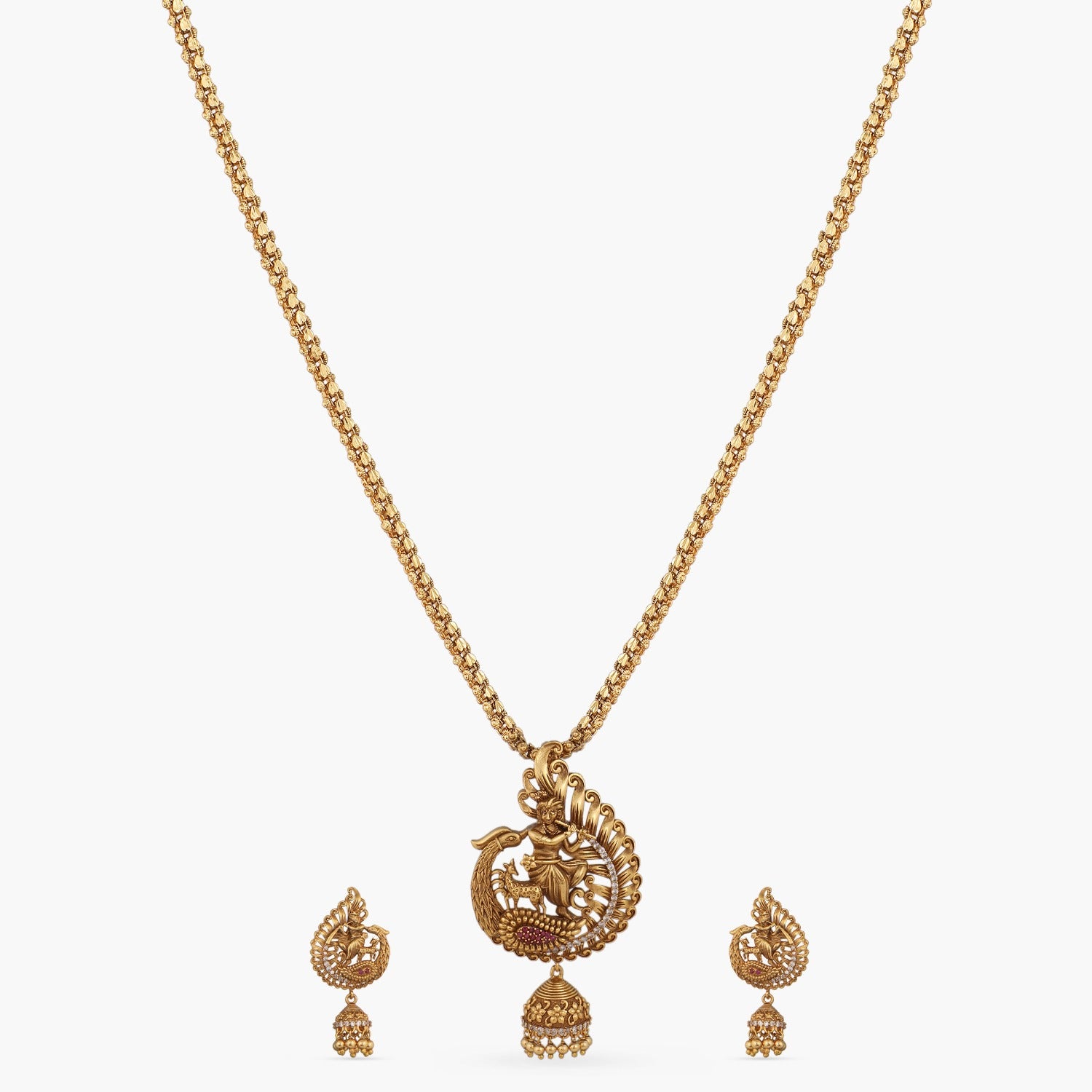 Josia Nakshatra CZ Side Pendant Necklace Pink