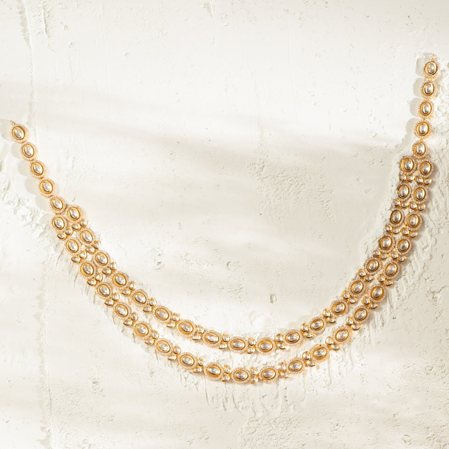 Gold Circle & Crystal Layered Necklace | Groovy's | Chain Link | Dainty