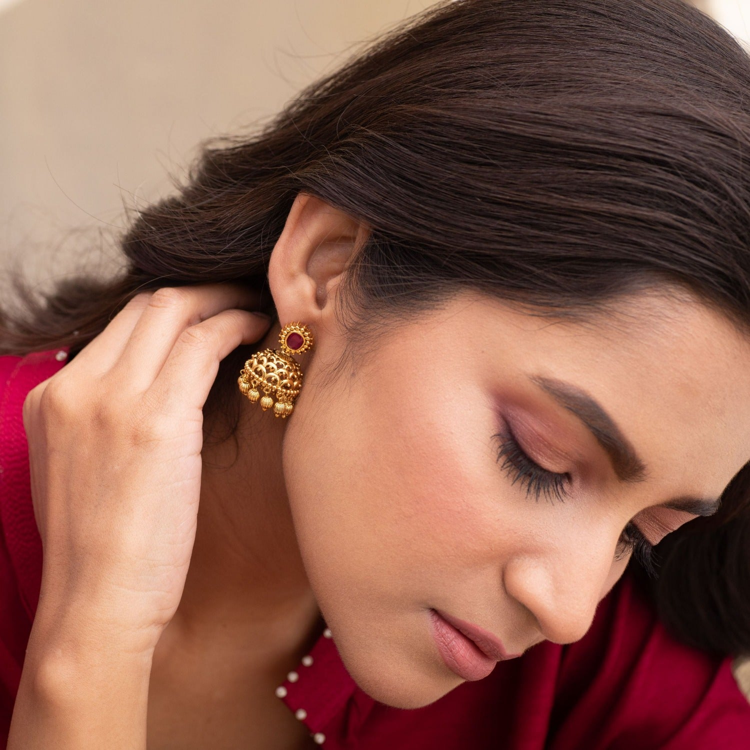 Flipkart.com - Buy DECOLOGY Chandmeena Earring For Girls and Women. (Radish  Color) Brass Jhumki Earring Online at Best Prices in India