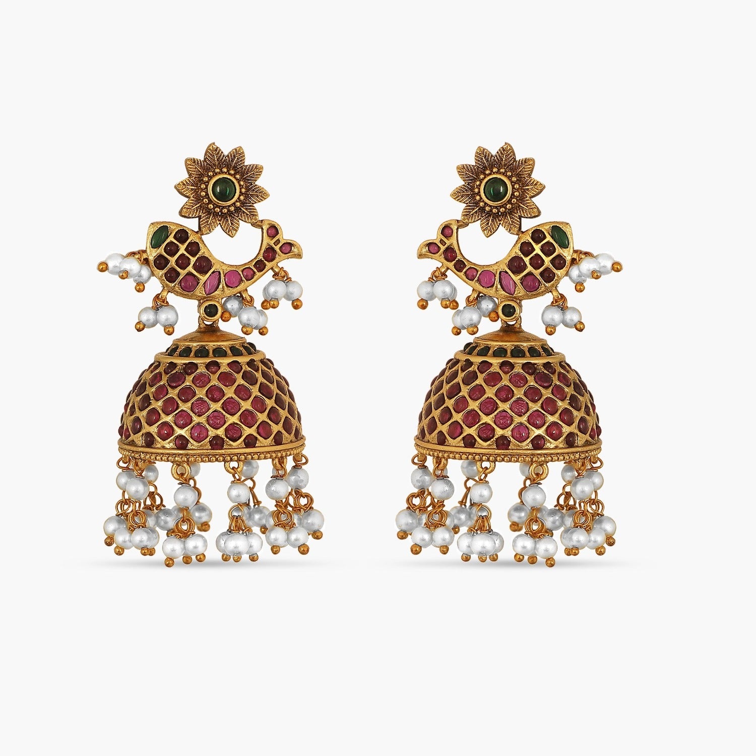 Buy Karatcart Antique Grey Stone with Meena Jhumki Earrings Online At Best  Price @ Tata CLiQ