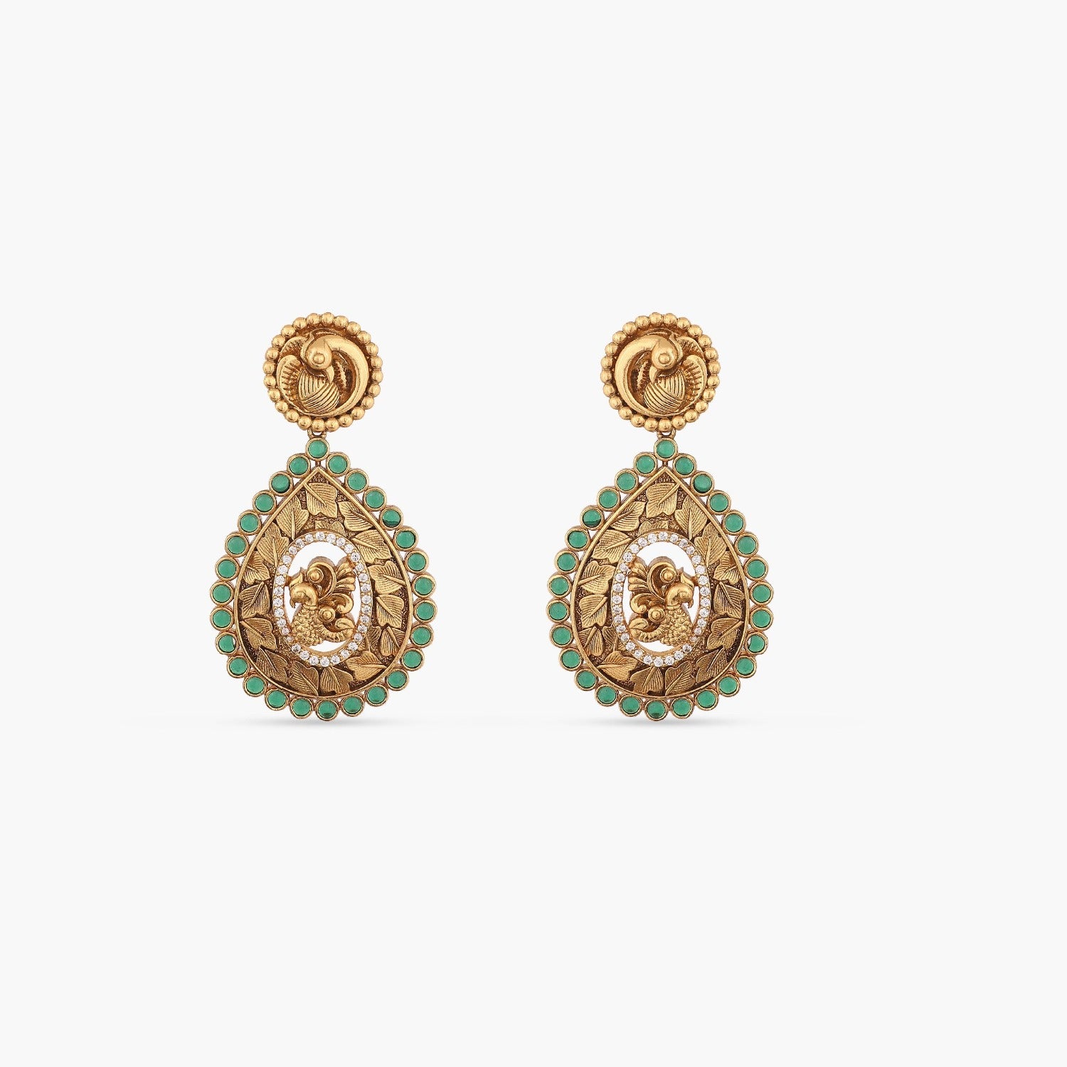 Buy Blue stone studded Peacock Shaped Earrings with hanging Pearls at  Amazon.in