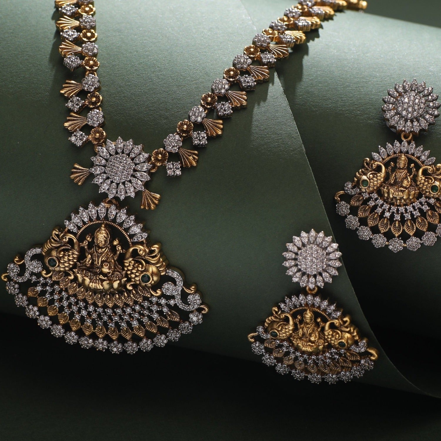 Buy Maithili Statement CZ Antique Long Necklace Set