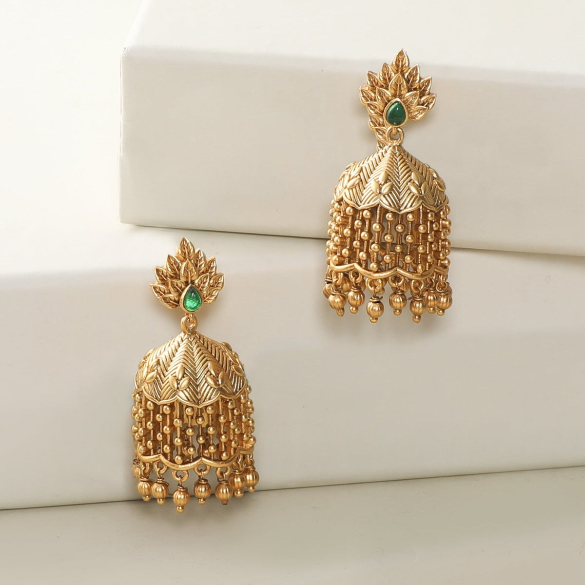 Shop Lata Antique Jhumka Earrings at Tarinika - Indian Jewelry