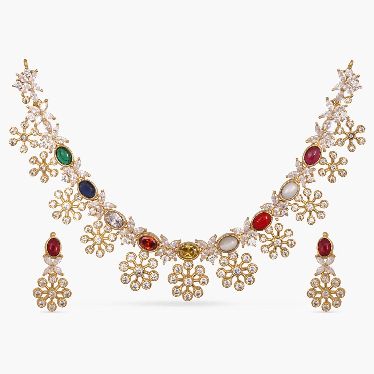 Haimi Nakshatra CZ Navaratna Necklace Set