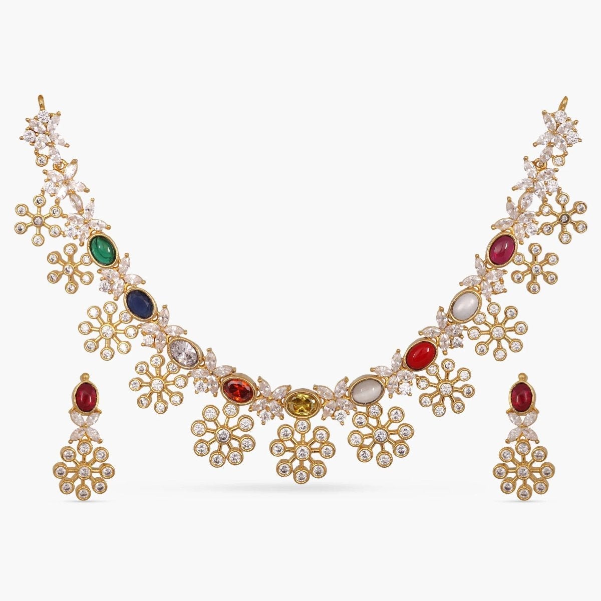 Haimi Nakshatra CZ Navaratna Necklace Set