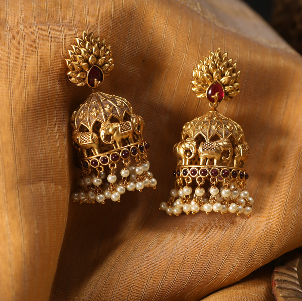 Shop Vainavi Antique Earrings by Tarinika | Indian Jewelry